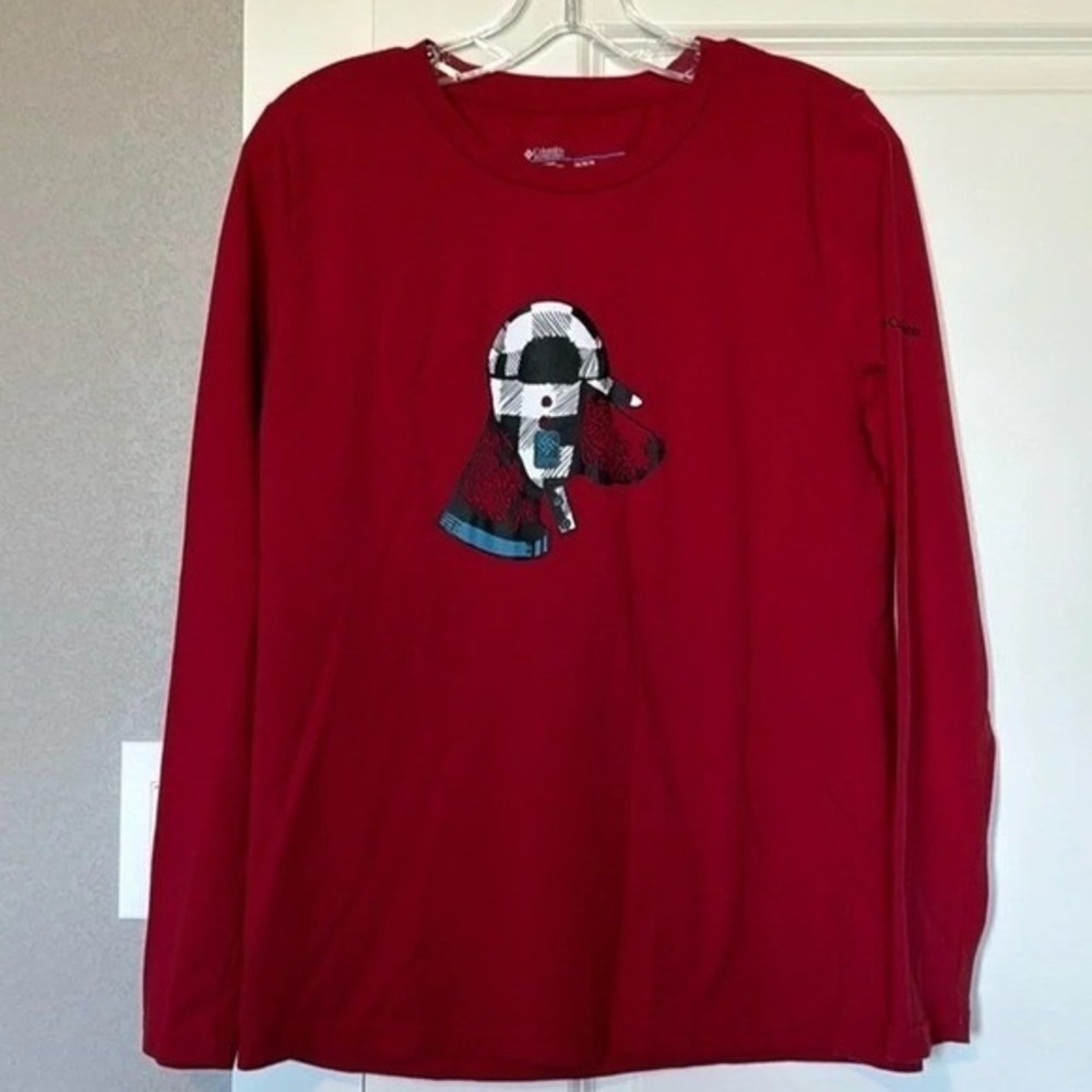 Columbia Men's Red Long Sleeve T-Shirt Graphic‎ Duck Plaid Size M